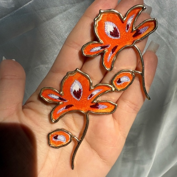 Zara Boho Orange Shell Drop Earrings | Trendy Statement Earrings | Handmade Look - Picture 2 of 5